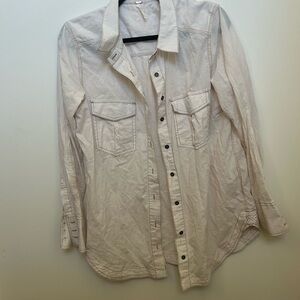 Free People Off-White Casual Button-Down Shirt